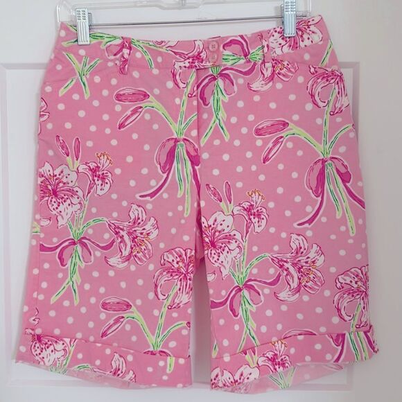 Lilly Pulitzer VINTAGE White Label Bermuda Shorts. Pink Stargazer Lilly NWT - Picture 1 of 8